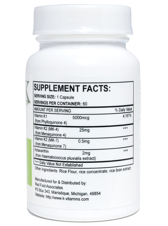 Vitamin K Bottle Supplement Facts